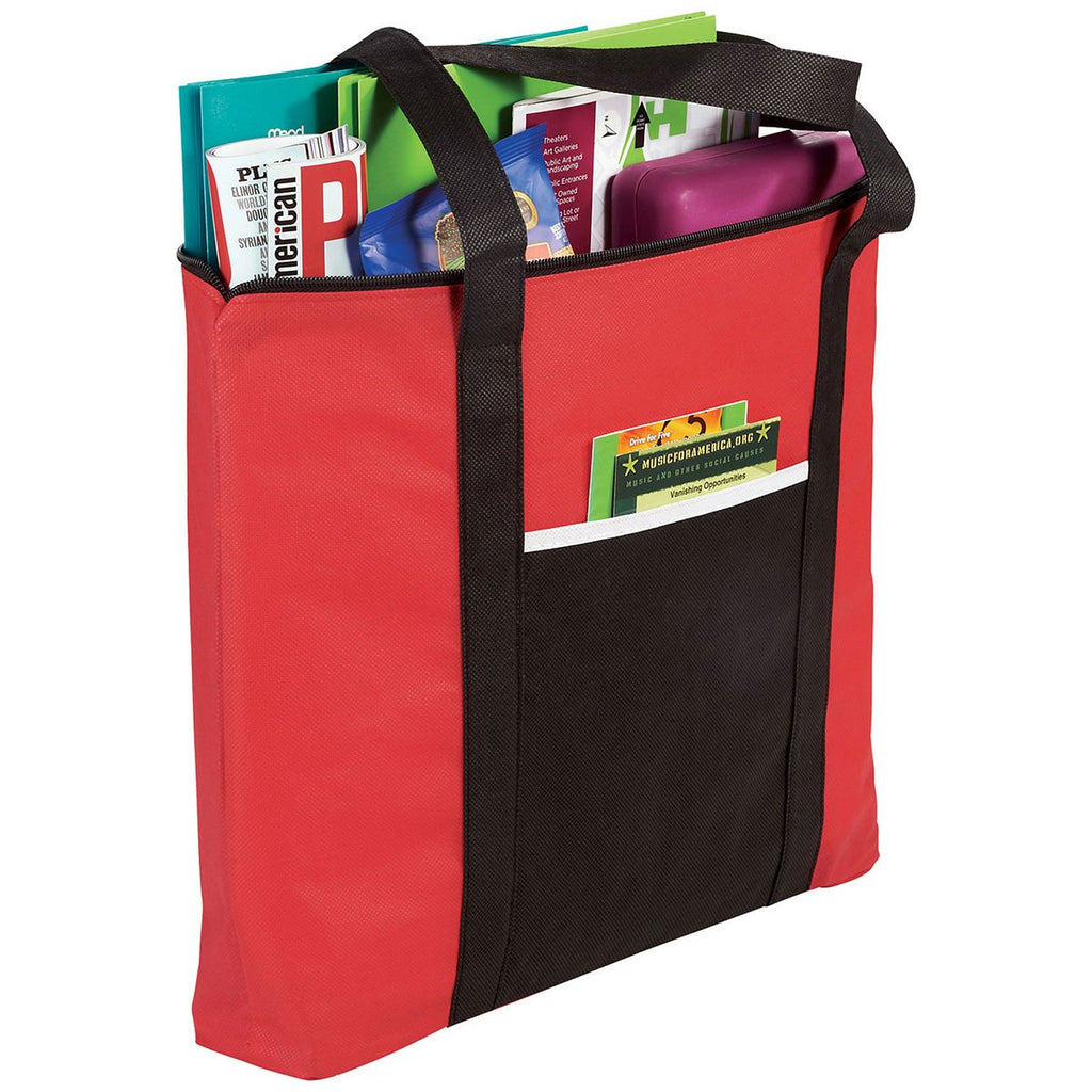 Bullet Red Timeline Non-Woven Zip Convention Totes
