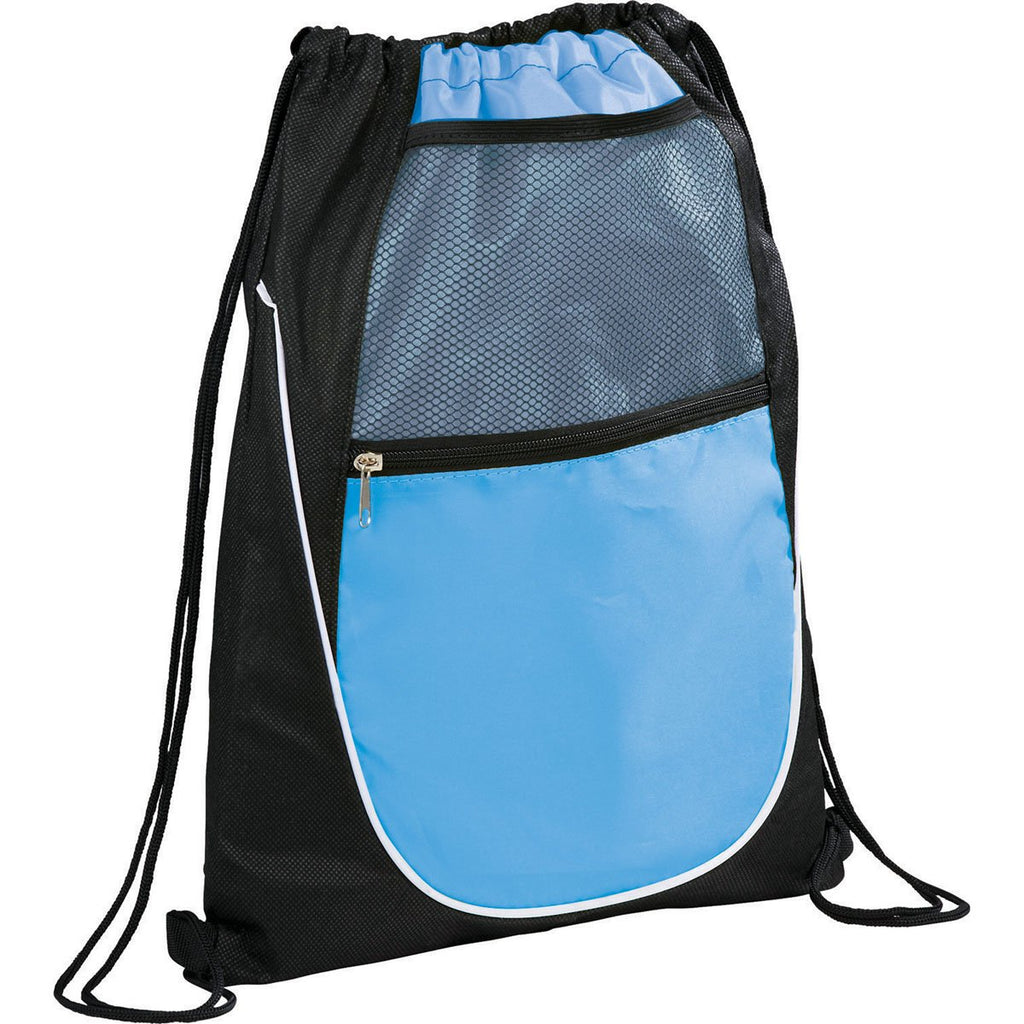 Bullet Light Blue Locker Mesh Pocket Drawstring Bag