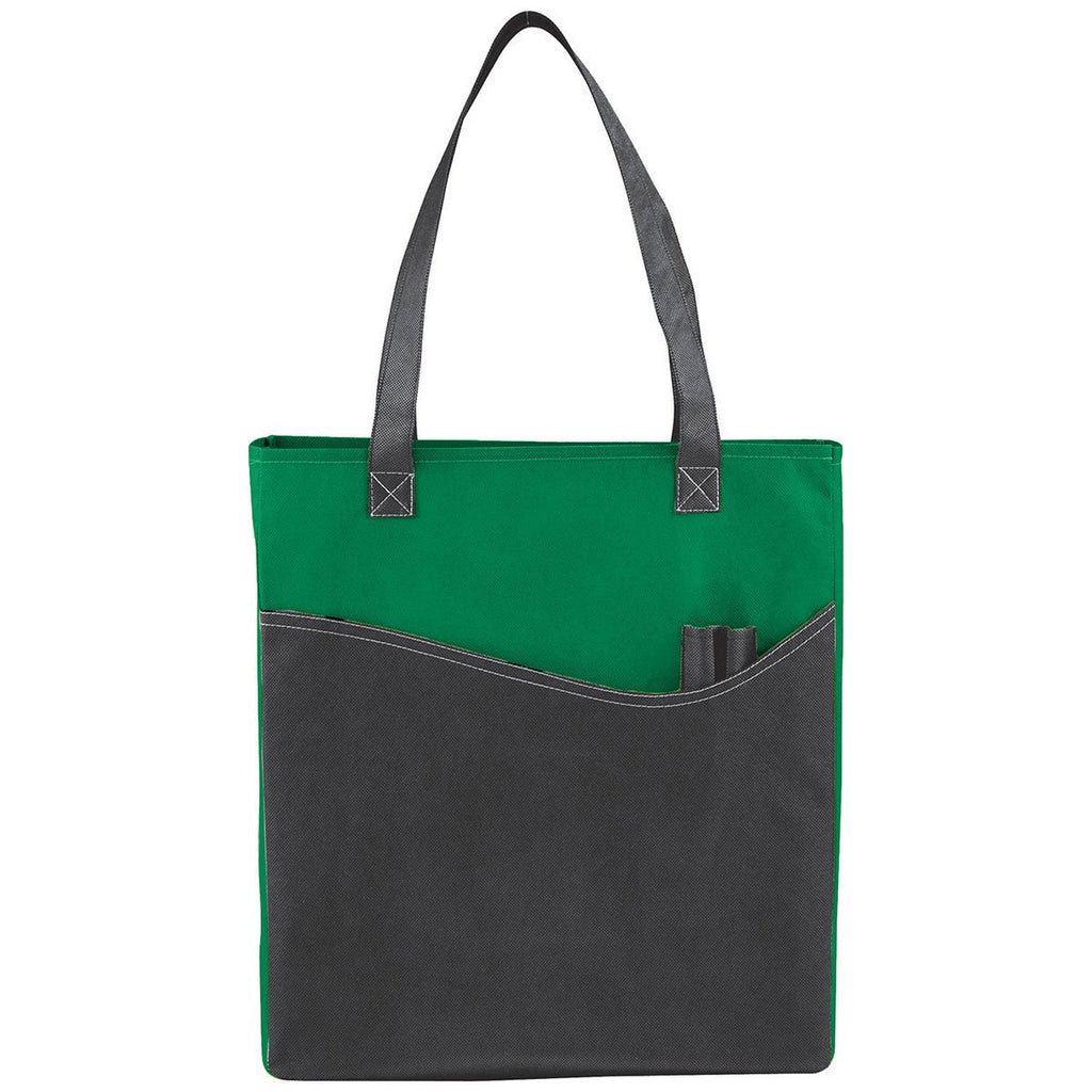 Bullet Green with Black Trim Rivers Pocket Non-Woven Convention Tote
