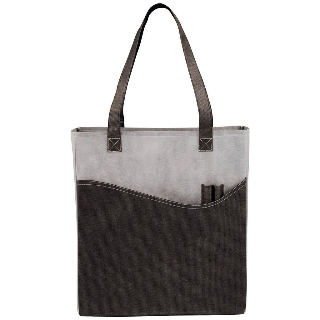 Bullet Grey with Black Trim Rivers Pocket Non-Woven Convention Tote
