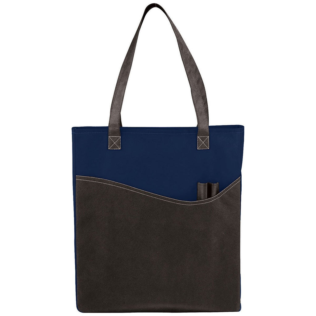 Bullet Navy Blue Rivers Pocket Non-Woven Convention Tote