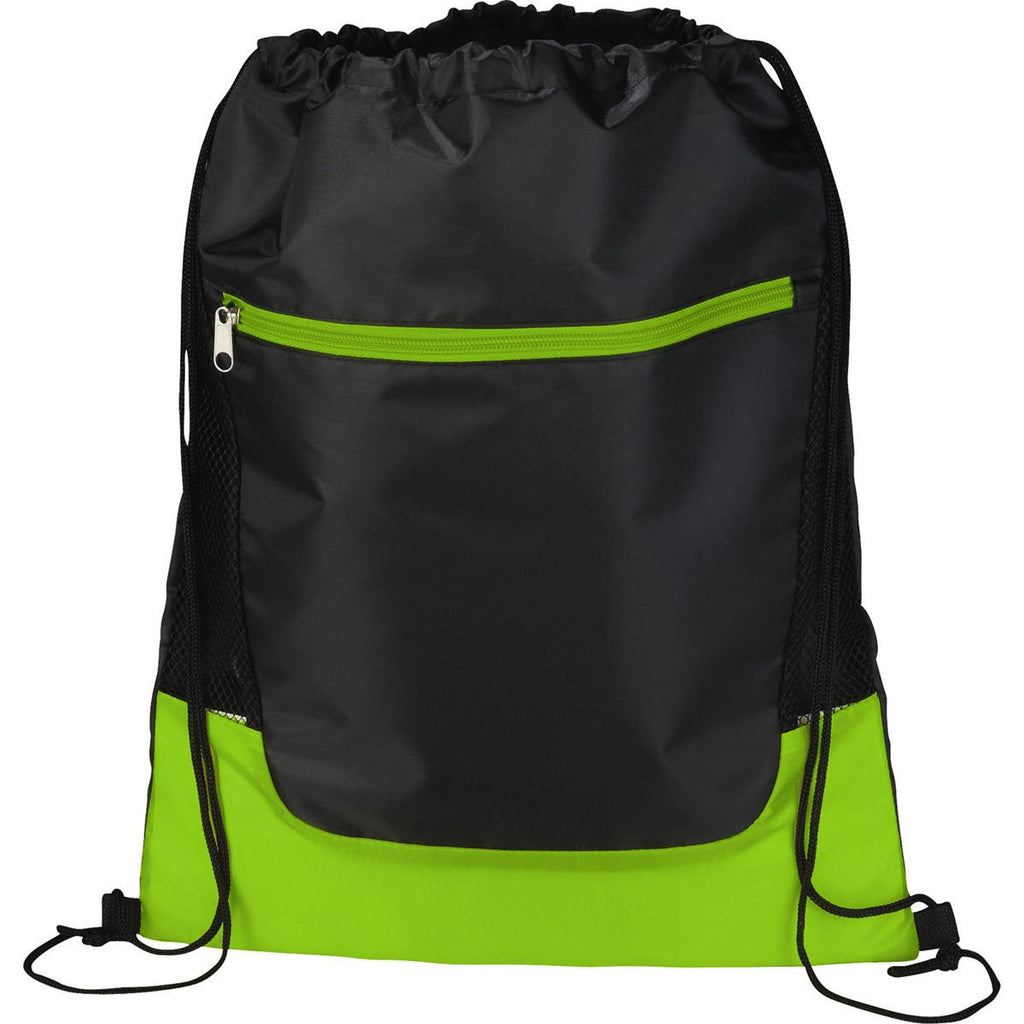 Bullet Lime Green Libra Front Zipper Drawstring Bag