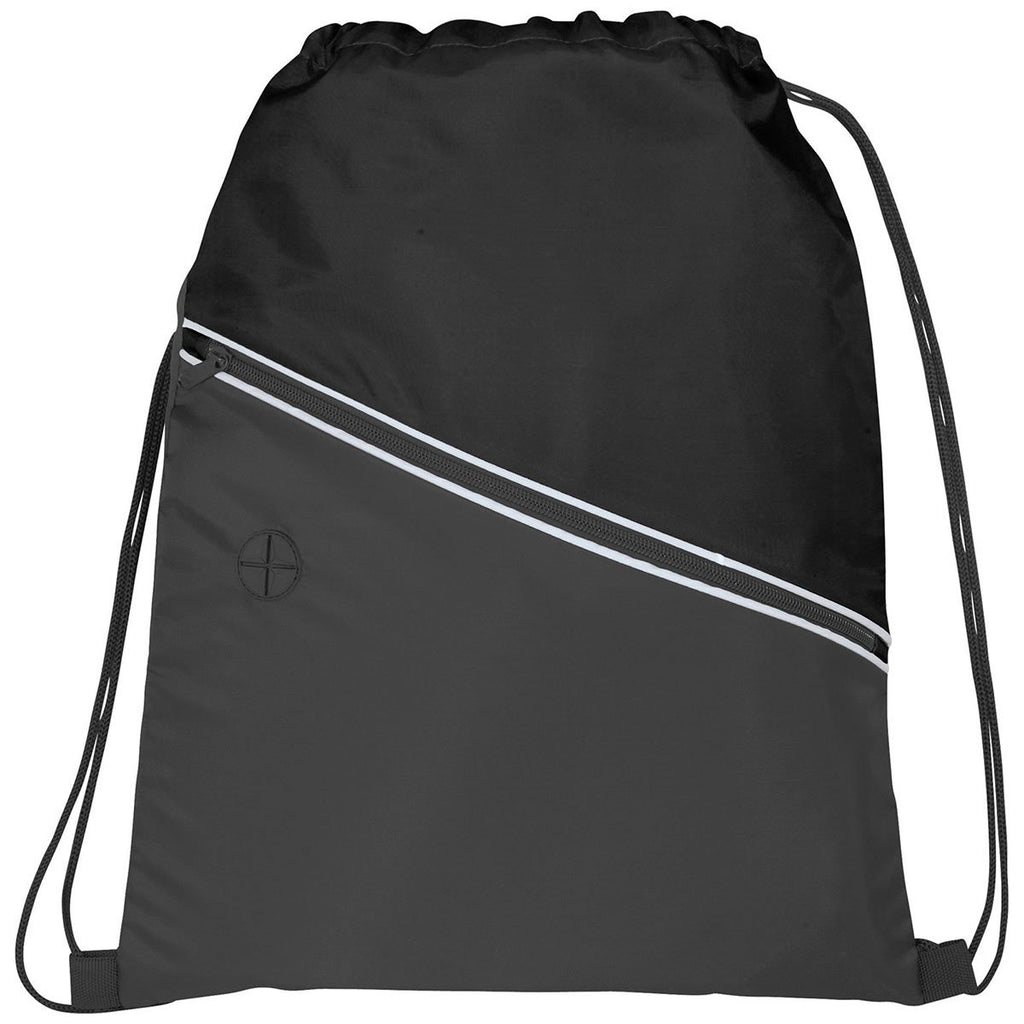 Bullet Black Railway Drawstring Bag