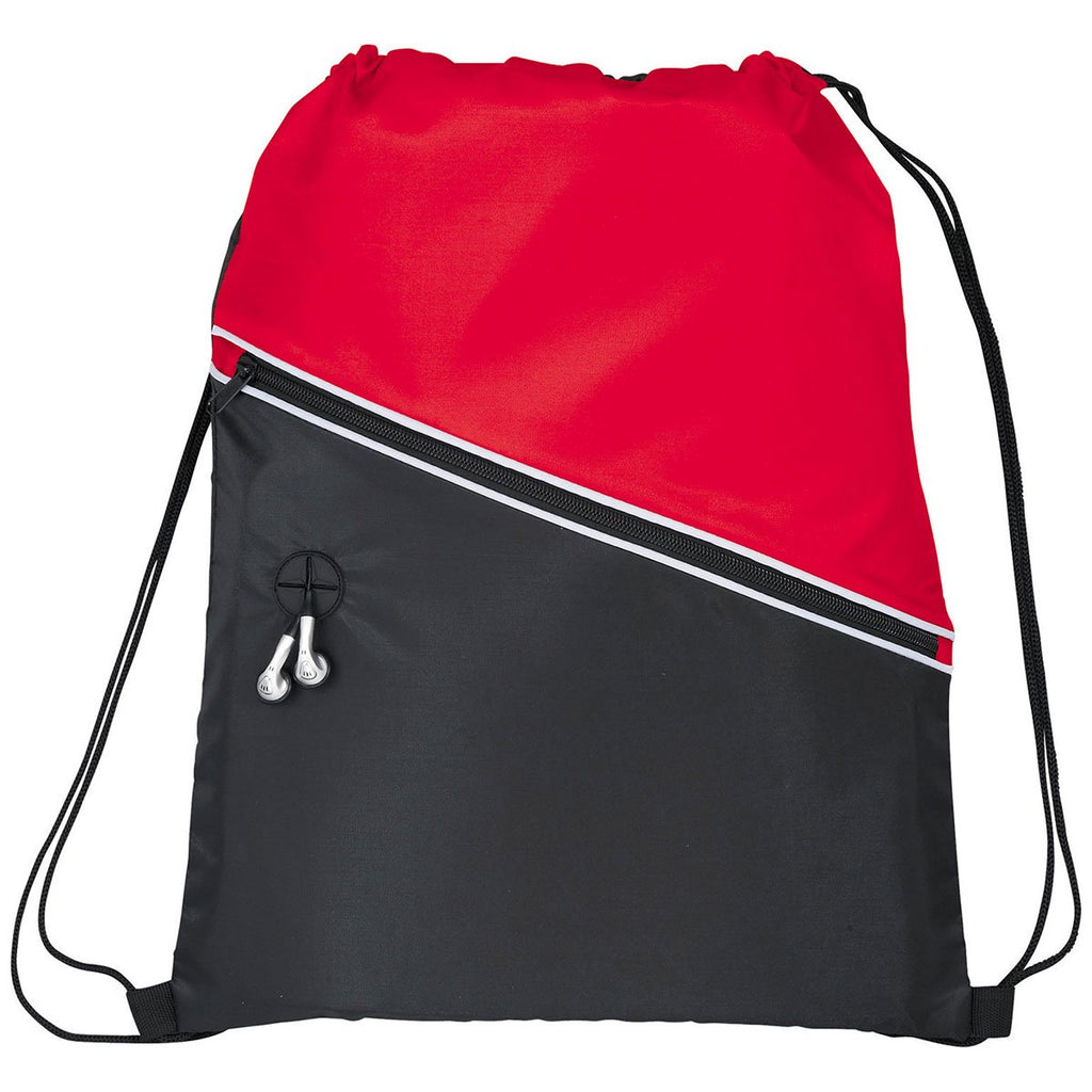 Bullet Red Railway Drawstring Bag