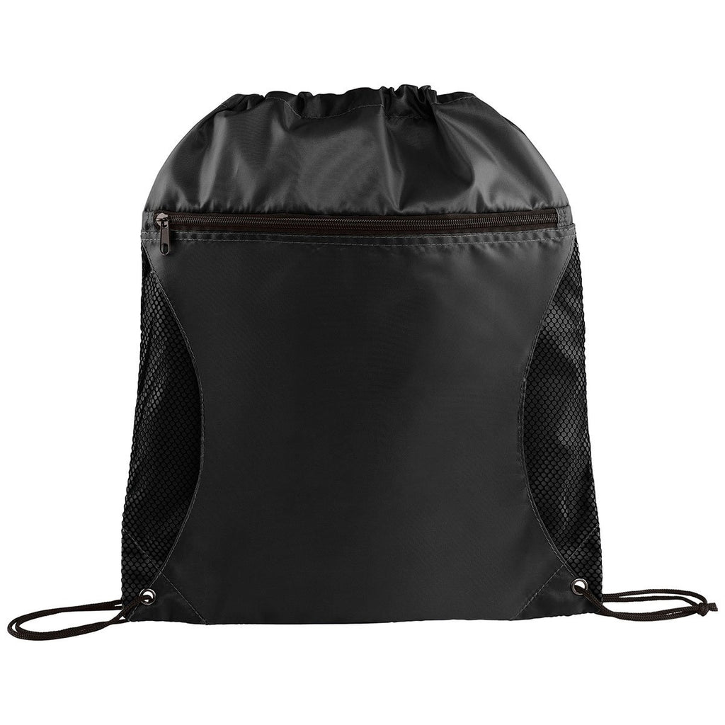 Bullet Black Zippered Side Mesh Drawstring Bag