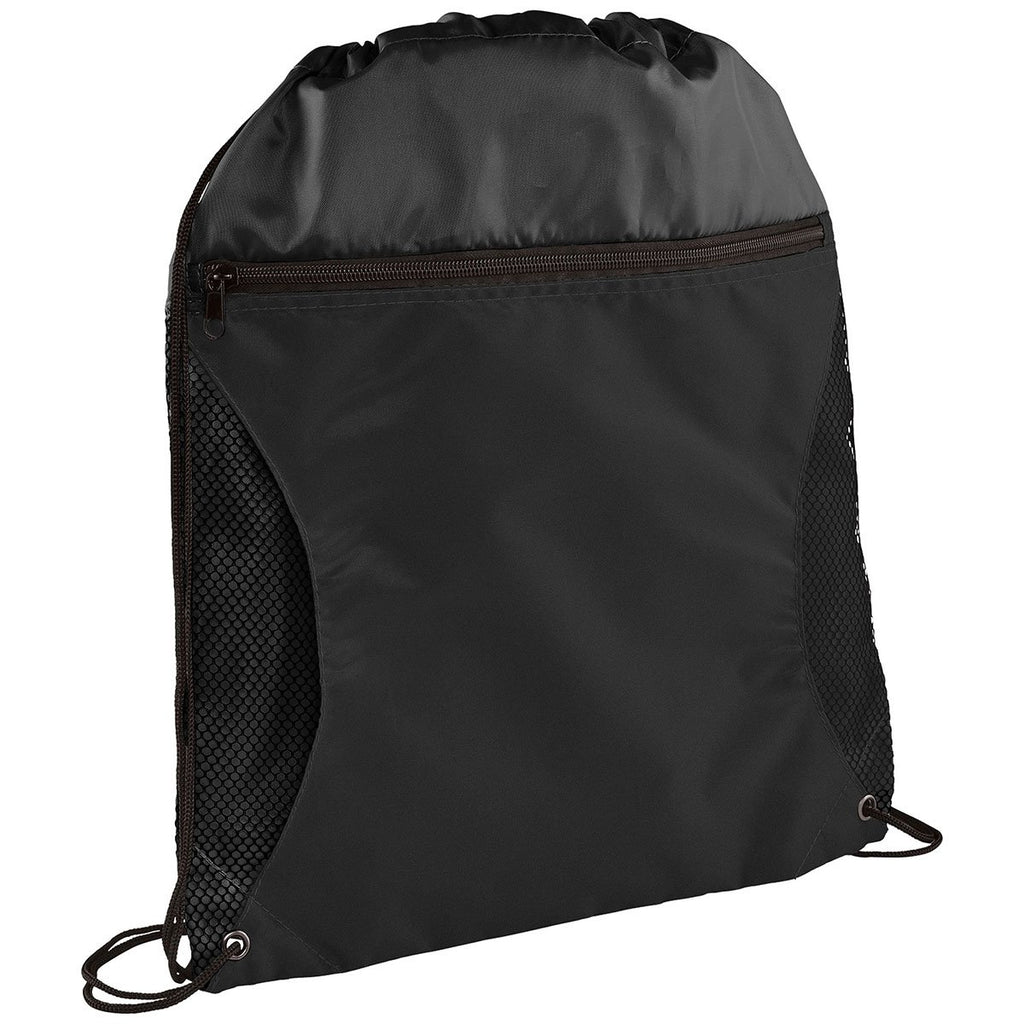Bullet Black Zippered Side Mesh Drawstring Bag