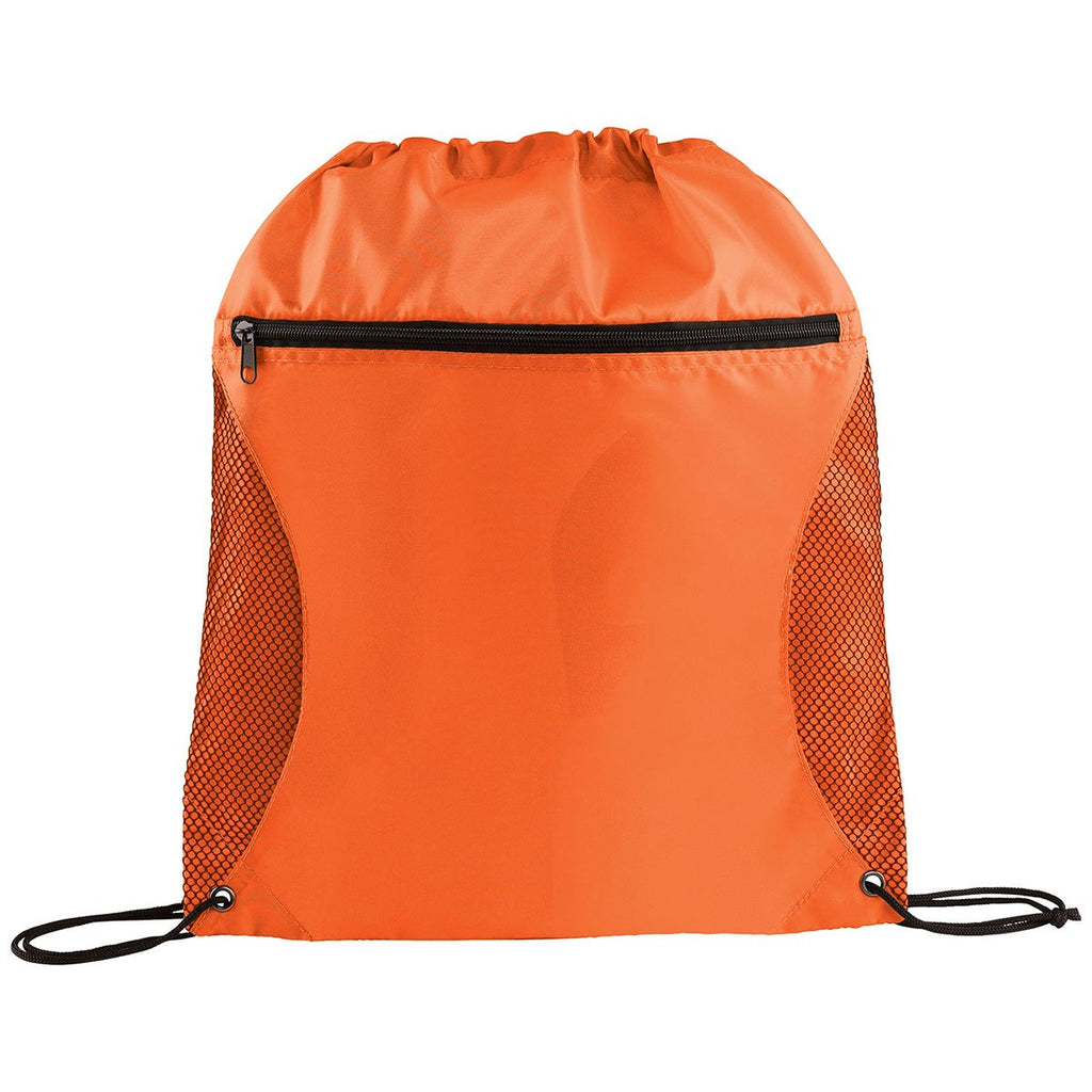 Bullet Orange Zippered Side Mesh Drawstring Bag