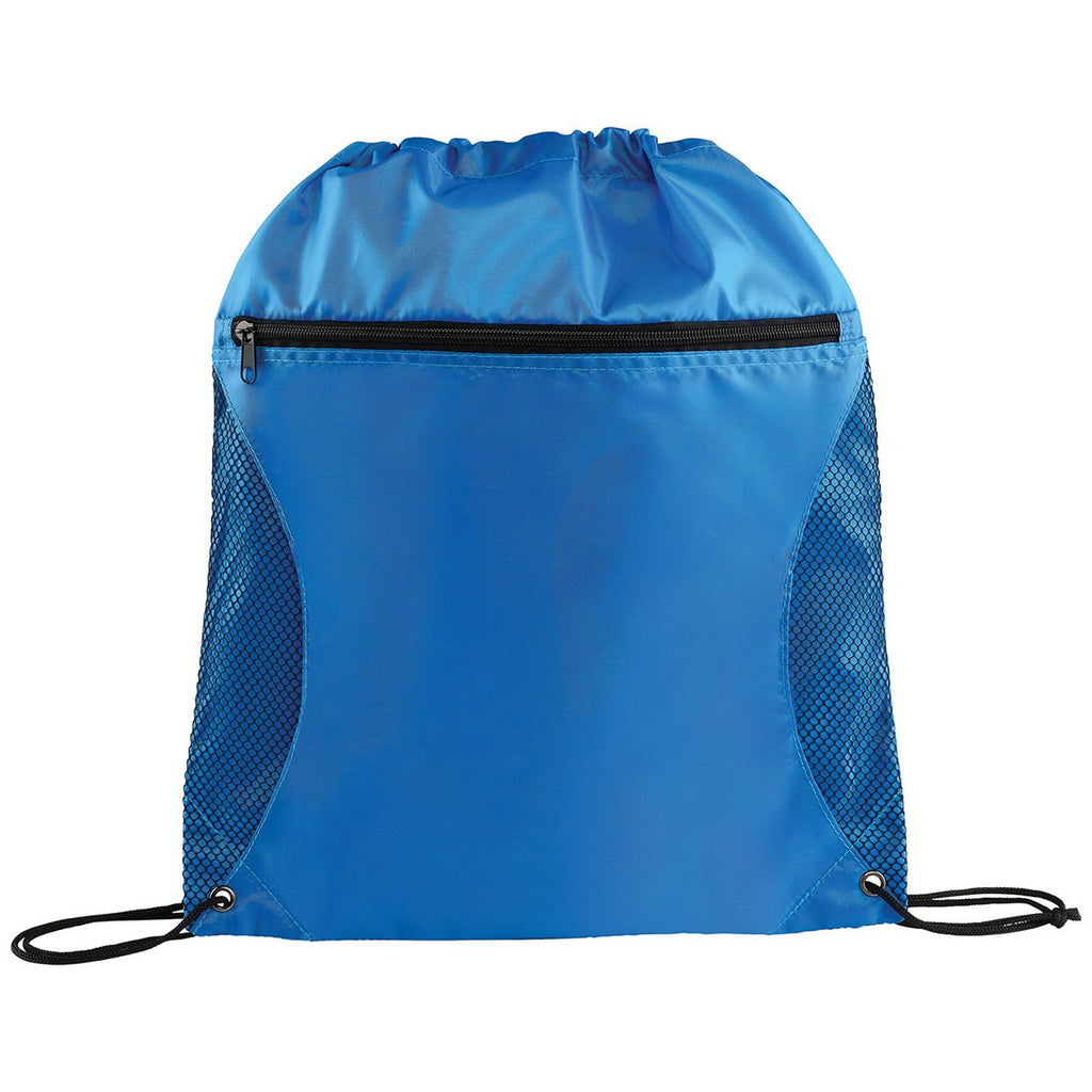 Bullet Process Blue Zippered Side Mesh Drawstring Bag