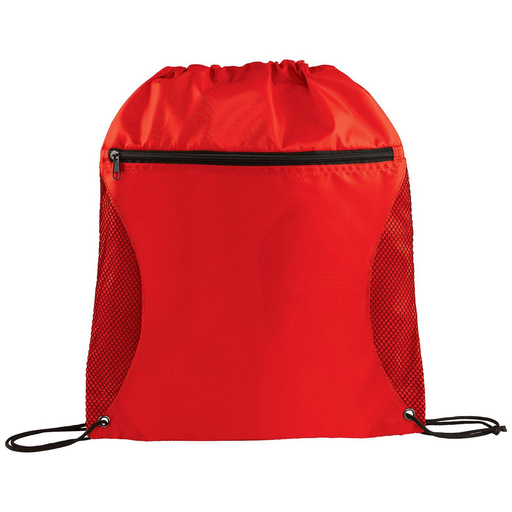 Bullet Red Zippered Side Mesh Drawstring Bag