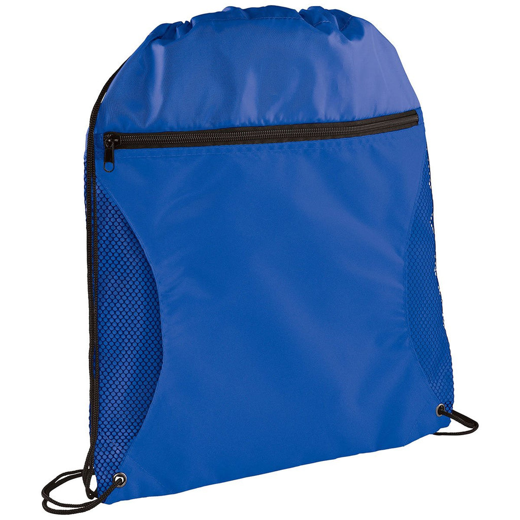Bullet Royal Blue Zippered Side Mesh Drawstring Bag