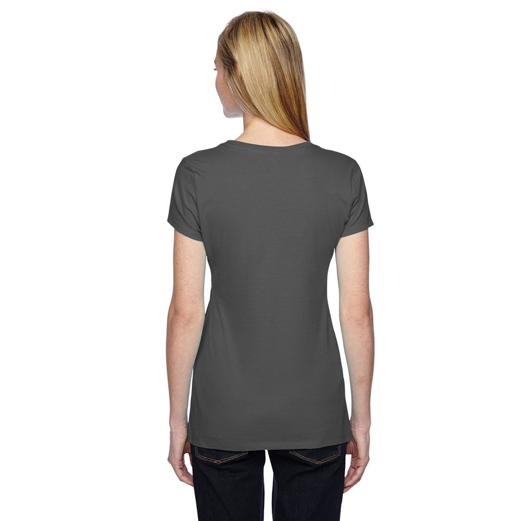 Fruit of the Loom Women's Charcoal Grey 4.7 oz Sofspun Jersey Junior Crew T-Shirt