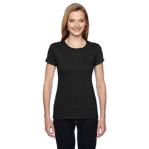 Fruit of the Loom Women's Black 4.7 oz Sofspun Jersey Junior Crew T-Shirt
