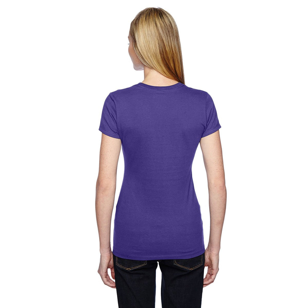 Fruit of the Loom Women's Purple 4.7 oz Sofspun Jersey Junior Crew T-Shirt