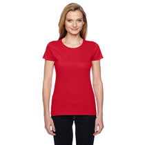 Fruit of the Loom Women's Fiery Red 4.7 oz Sofspun Jersey Junior Crew T-Shirt
