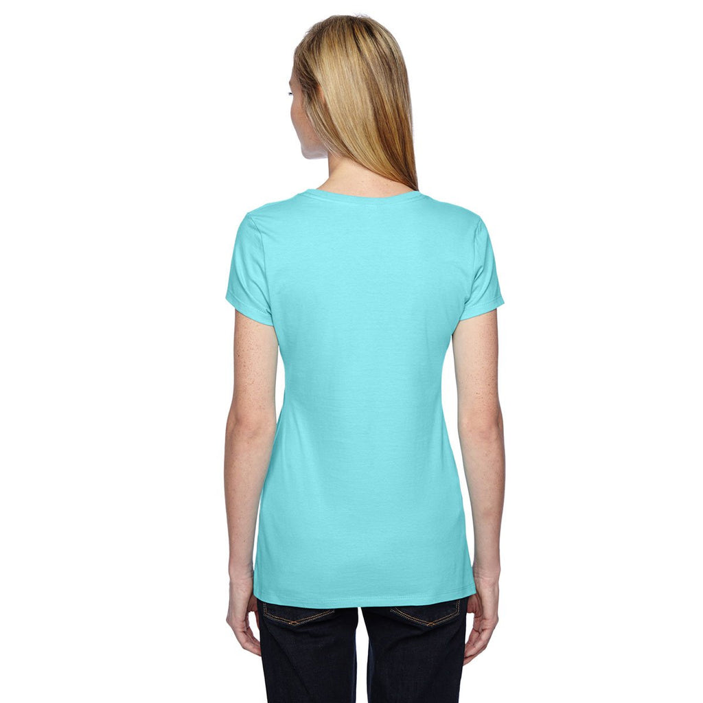 Fruit of the Loom Women's Scuba Blue 4.7 oz Sofspun Jersey Junior Crew T-Shirt