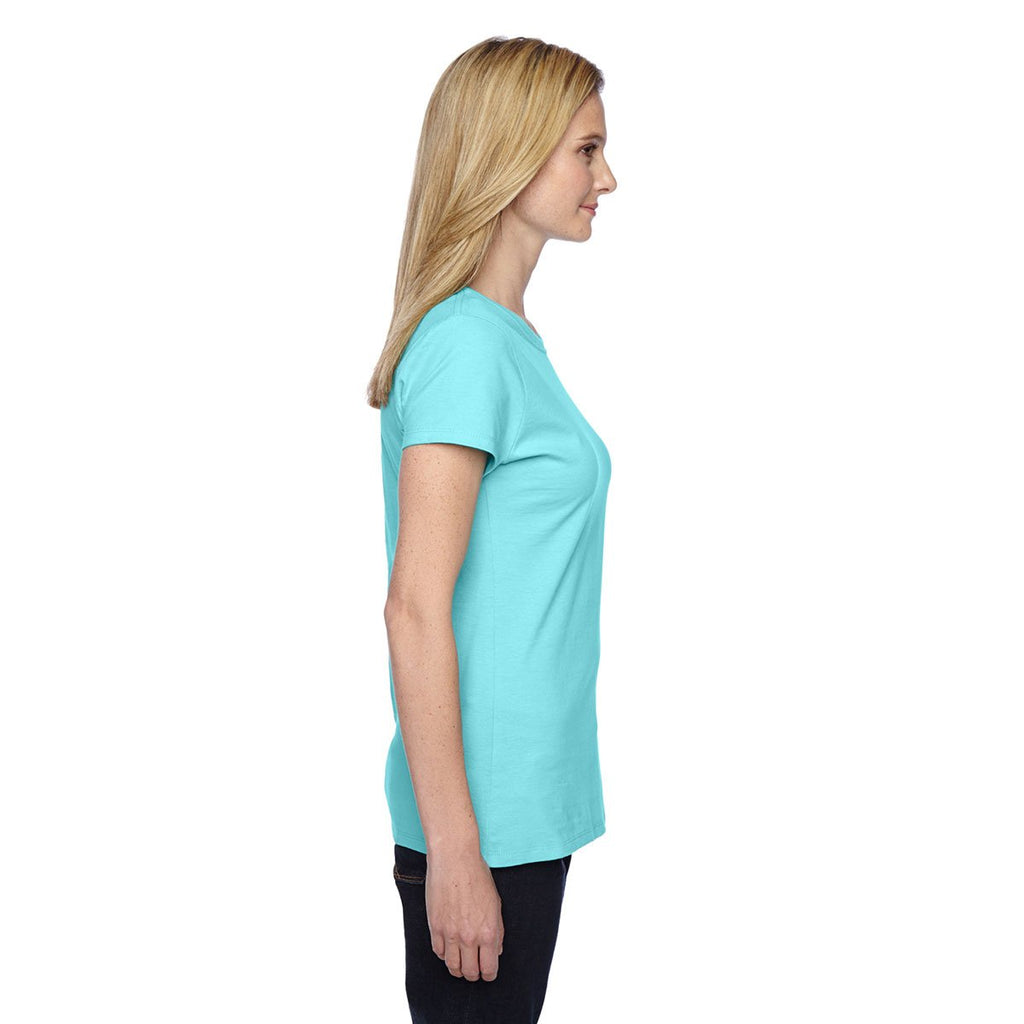 Fruit of the Loom Women's Scuba Blue 4.7 oz Sofspun Jersey Junior Crew T-Shirt