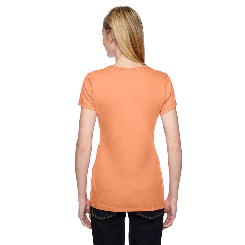 Fruit of the Loom Women's Orange Sherbet 4.7 oz Sofspun Jersey Junior Crew T-Shirt