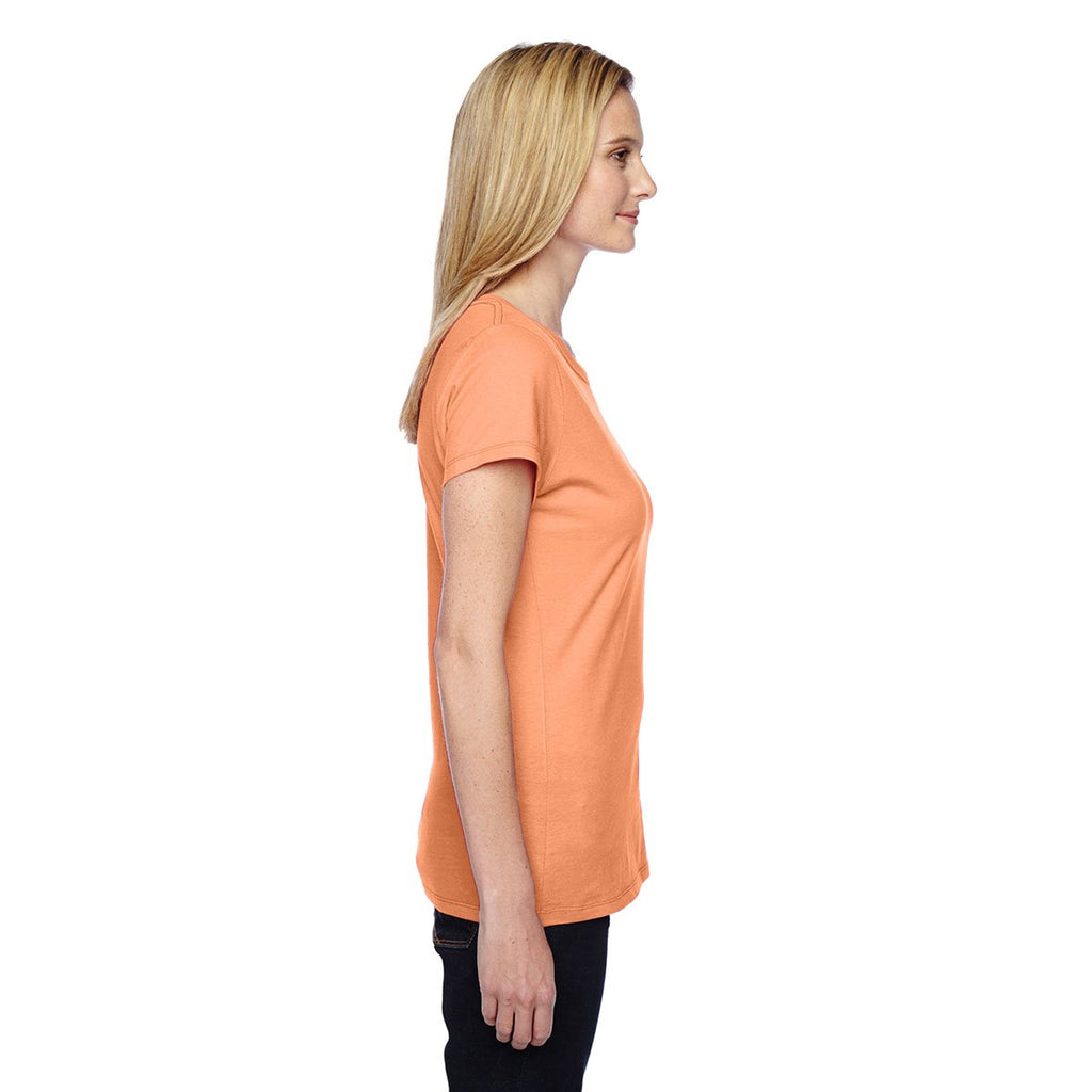 Fruit of the Loom Women's Orange Sherbet 4.7 oz Sofspun Jersey Junior Crew T-Shirt