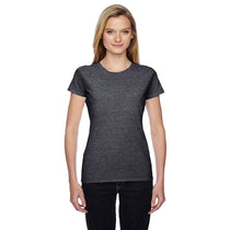 Fruit of the Loom Women's Charcoal Heather 4.7 oz Sofspun Jersey Junior Crew T-Shirt
