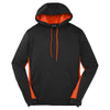 Sport-Tek Men's Black/ Deep Orange Sport-Wick Fleece Colorblock Hooded Pullover