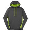 Sport-Tek Men's Dark Smoke Grey/ Lime Shock Sport-Wick Fleece Colorblock Hooded Pullover