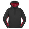 Sport-Tek Men's Black/ Deep Red Sport-Wick CamoHex Fleece Colorblock Hooded Pullover