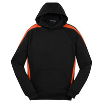 Sport-Tek Men's Black/ Deep Orange Sleeve Stripe Pullover Hooded Sweatshirt