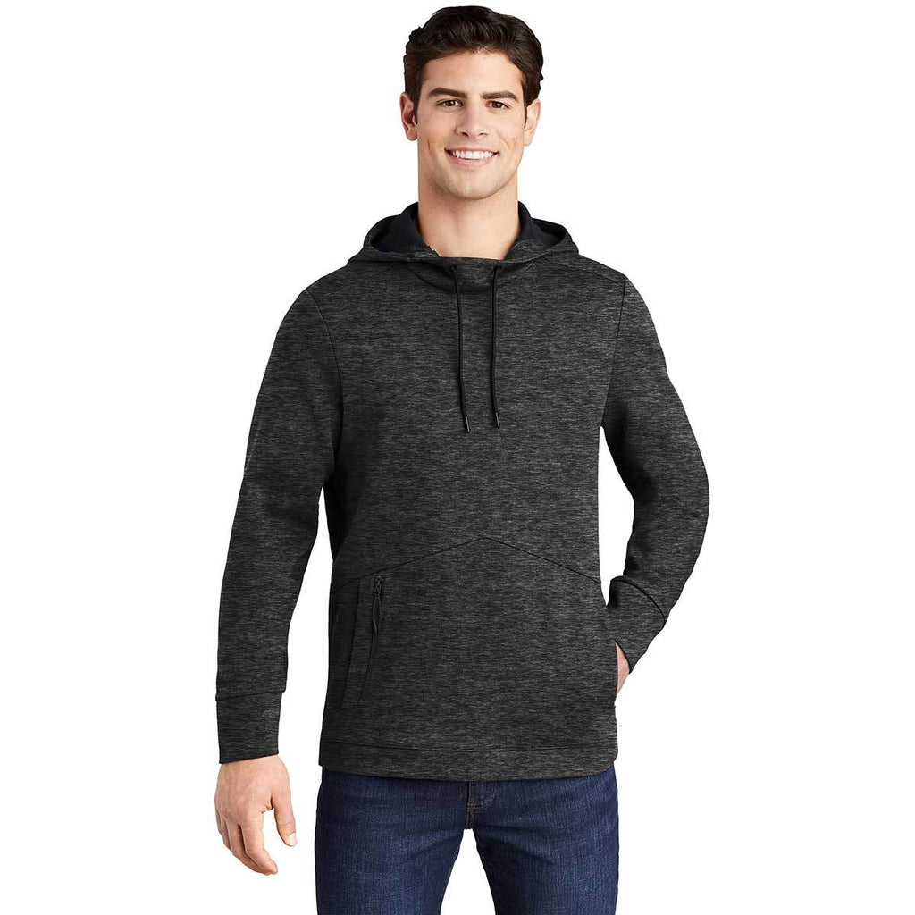 Sport-Tek Men's Black Heather Triumph Hooded Pullover