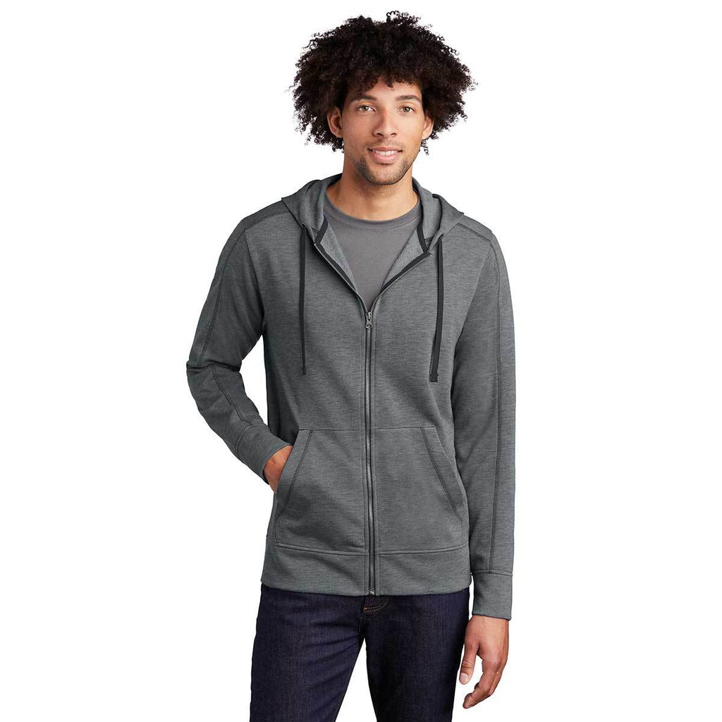 Sport-Tek Men's Dark Grey Heather PosiCharge Tri-Blend Wicking Fleece Full-Zip Jacket