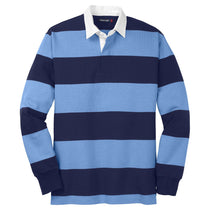 Sport-Tek Men's True Navy/Carolina Blue Classic Long Sleeve Rugby Polo