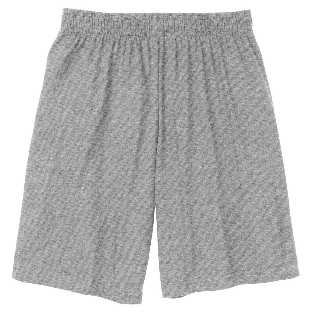 Sport-Tek Men's Heather Grey Jersey Knit Short with Pockets