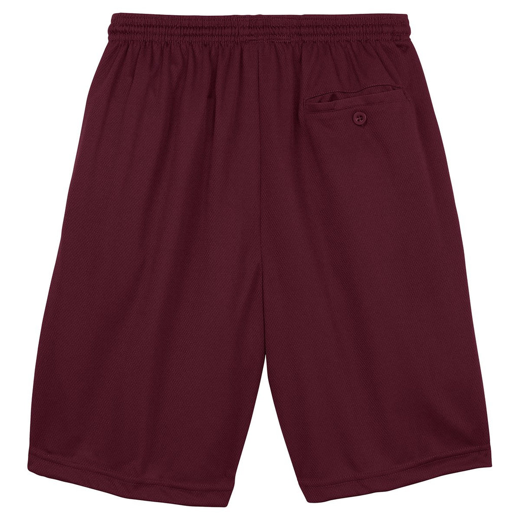 Sport-Tek Men's Maroon PosiCharge Tough Mesh Pocket Short