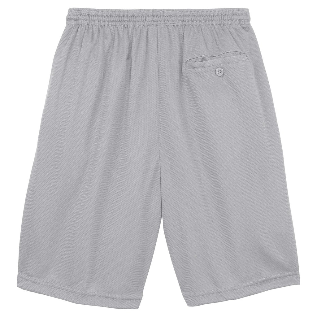 Sport-Tek Men's Silver PosiCharge Tough Mesh Pocket Short