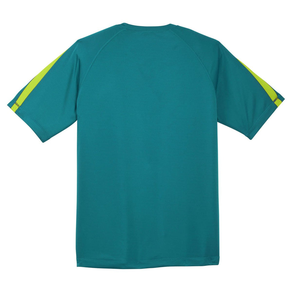 Sport-Tek Men's Tropic Blue/Lime Shock Colorblock PosiCharge Competitor Tee