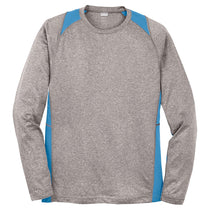 Sport-Tek Men's Vintage Heather/ Carolina Blue Long Sleeve Heather Colorblock Contender Tee