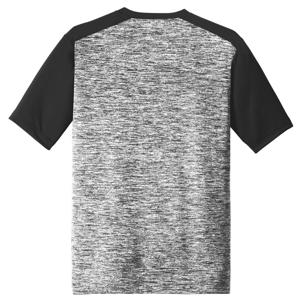 Sport-Tek Men's Black Electric/Black PosiCharge Electric Heather Colorblock Tee