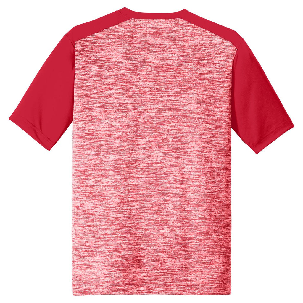 Sport-Tek Men's Deep Red Electric/Deep Red PosiCharge Electric Heather Colorblock Tee