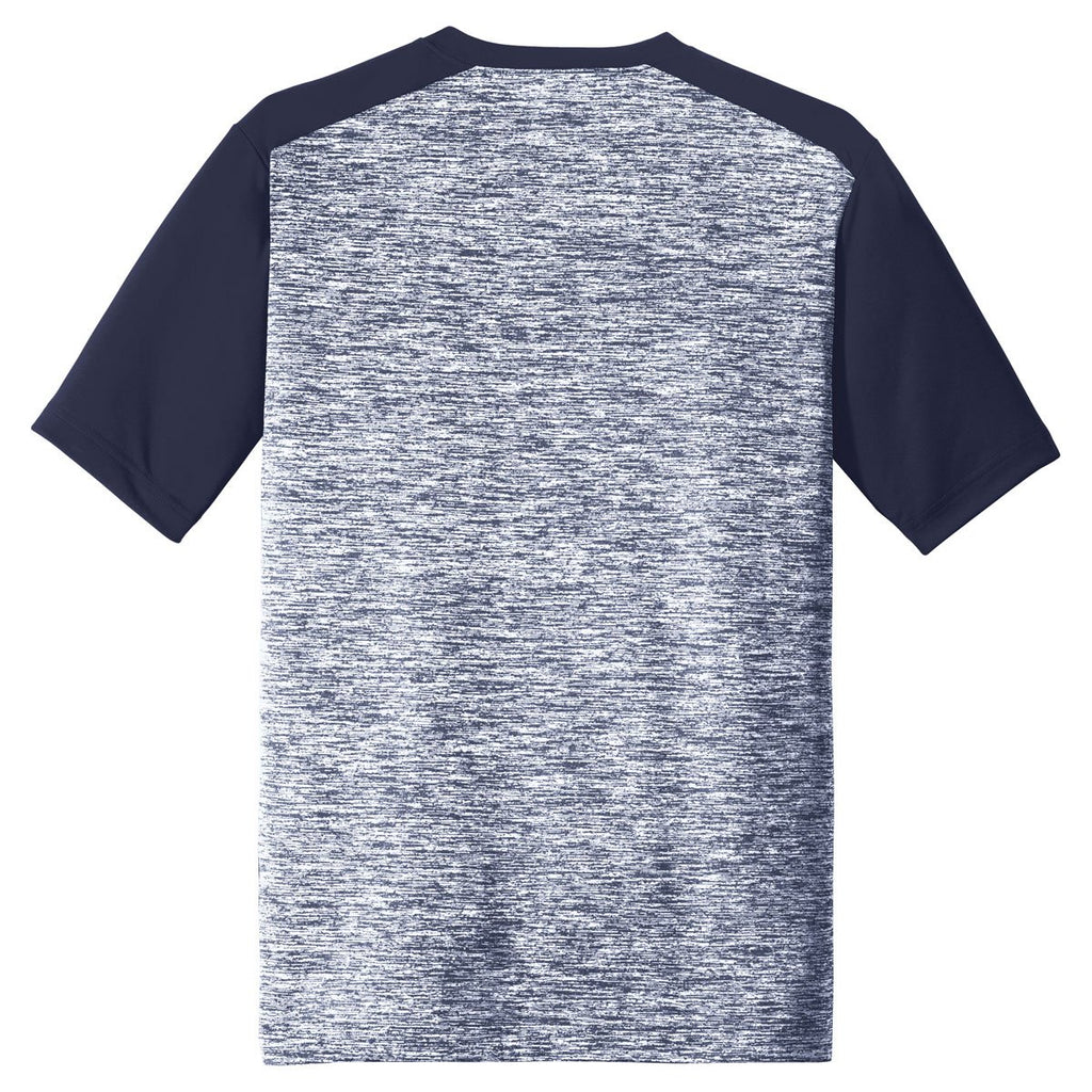 Sport-Tek Men's True Navy Electric/True Navy PosiCharge Electric Heather Colorblock Tee