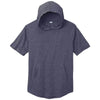 Sport-Tek Men's True Navy Heather Posicharge Tri-Blend Wicking Short Sleeve Hoodie