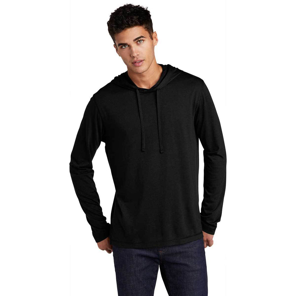 Sport-Tek Men's Black Triad Solid Posicharge Tri-Blend Wicking Long Sleeve Hoodie