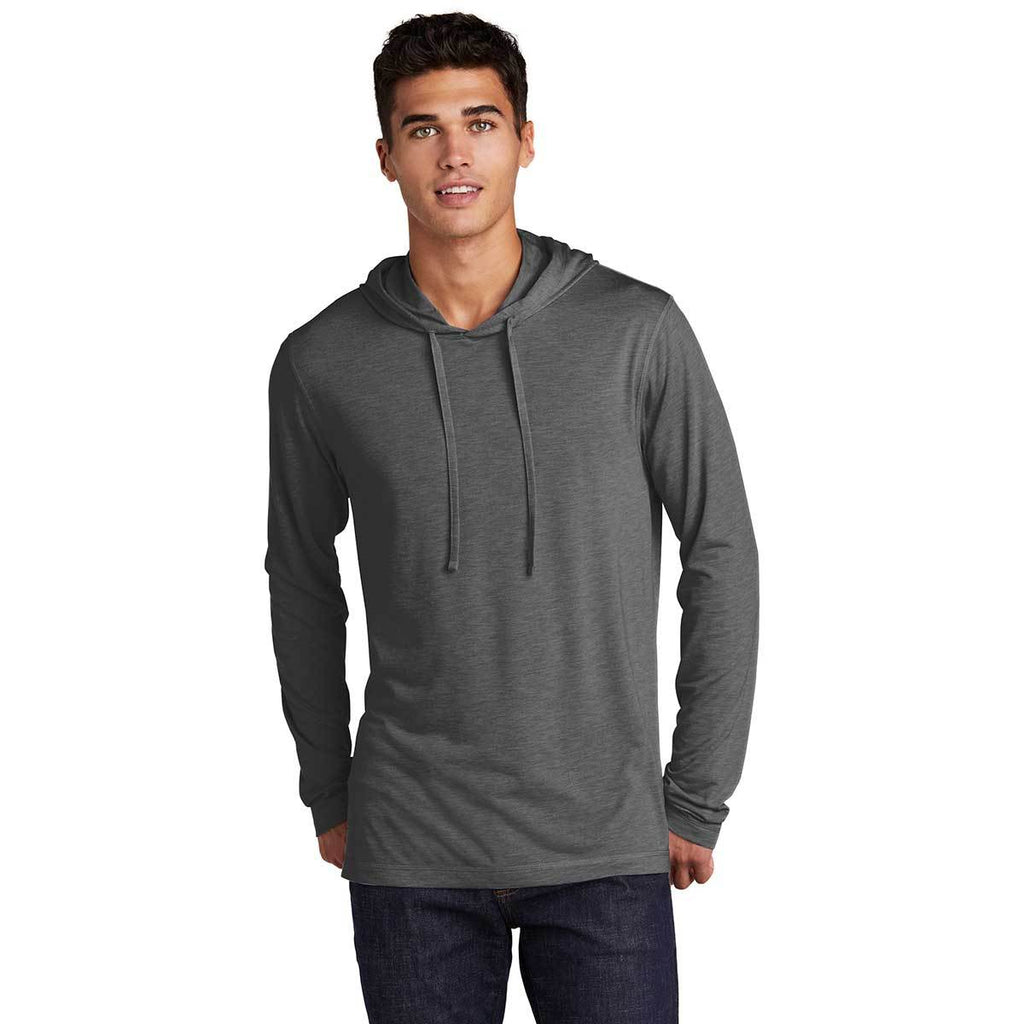 Sport-Tek Men's Dark Grey Heather Posicharge Tri-Blend Wicking Long Sleeve Hoodie