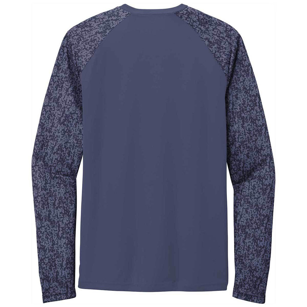 Sport-Tek Men's True Navy PosiCharge Digi Camo Long Sleeve Tee