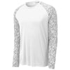 Sport-Tek Men's White PosiCharge Digi Camo Long Sleeve Tee
