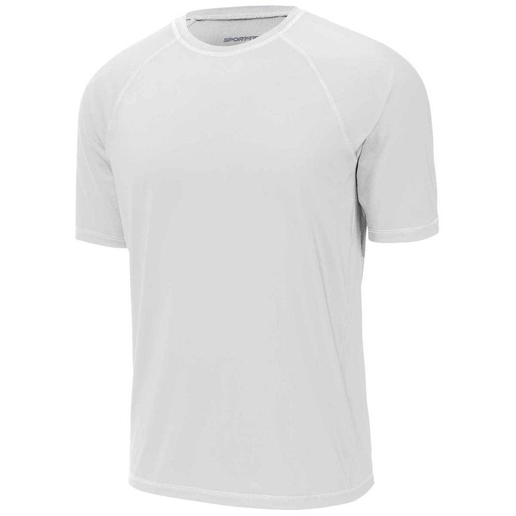 Sport-Tek Men's White Short Sleeve Rashguard Tee