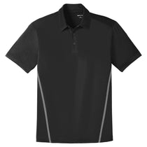 Sport-Tek Men's Black/Heather Grey Contrast PosiCharge Tough Polo