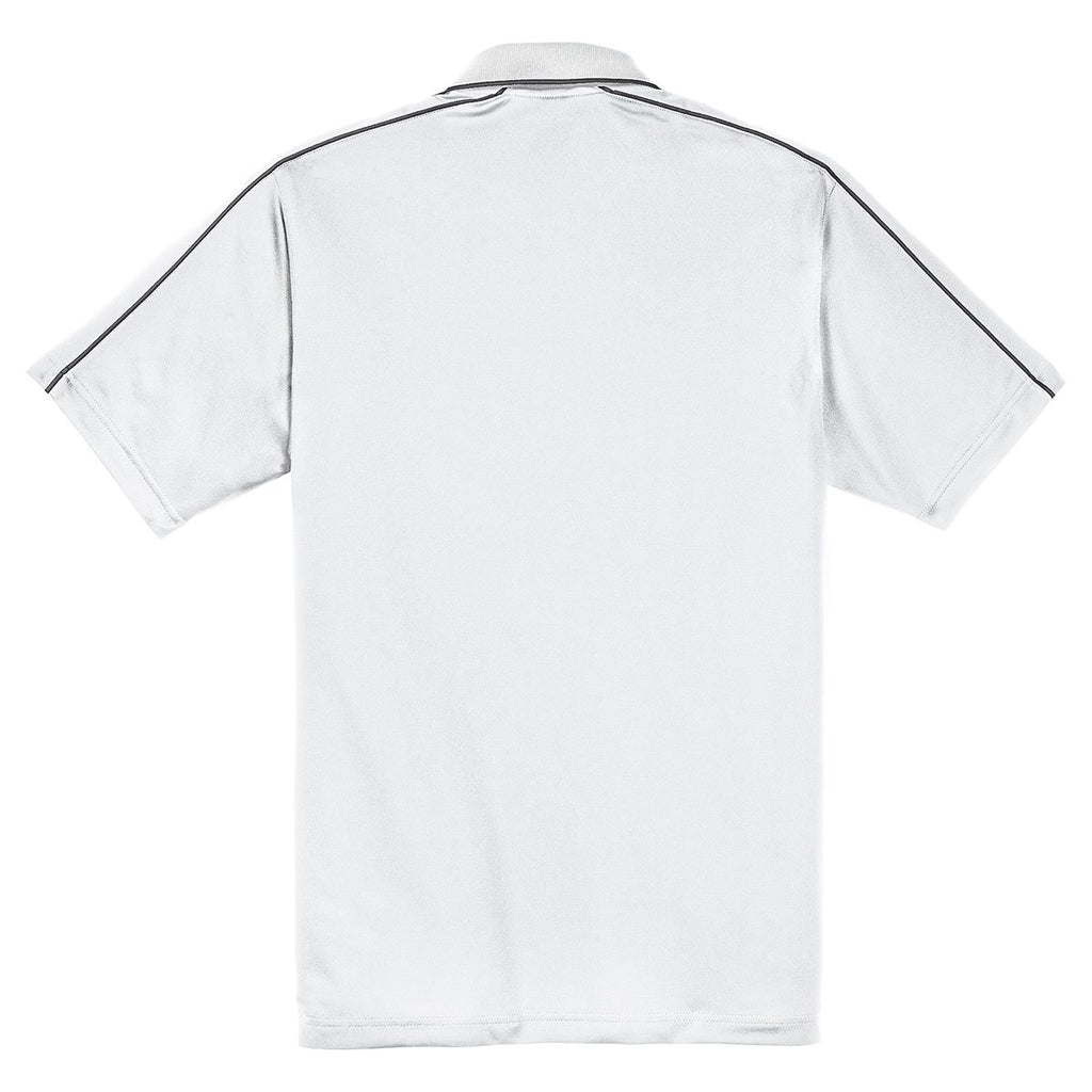 Sport-Tek Men's White/Iron Grey Micropique Sport-Wick Piped Polo