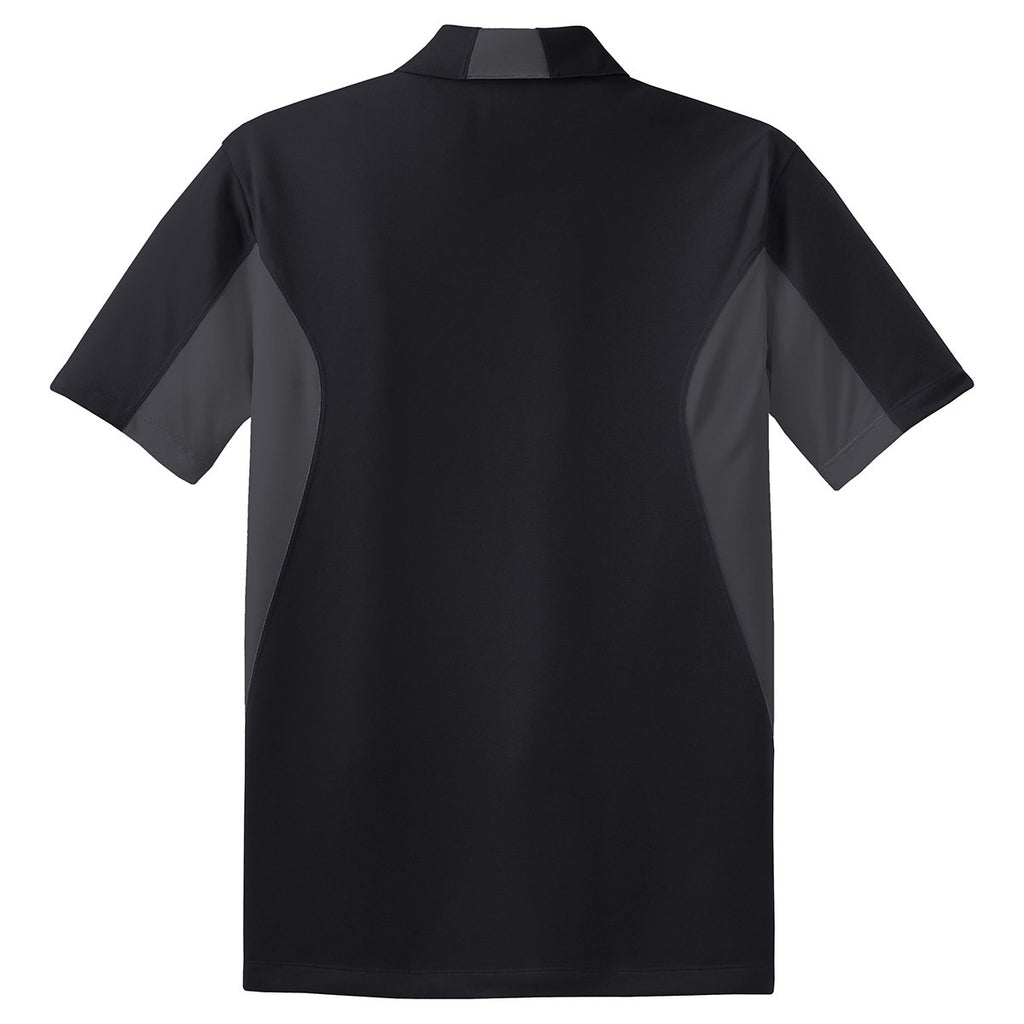 Sport-Tek Men's Black/ Iron Grey Side Blocked Micropique Sport-Wick Polo