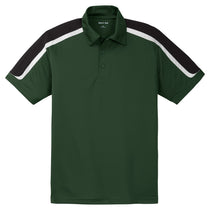 Sport-Tek Men's Forest Green/Black/White Tricolor Shoulder Micropique Sport-Wick Polo
