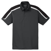 Sport-Tek Men's Iron Grey/Black/White Tricolor Shoulder Micropique Sport-Wick Polo