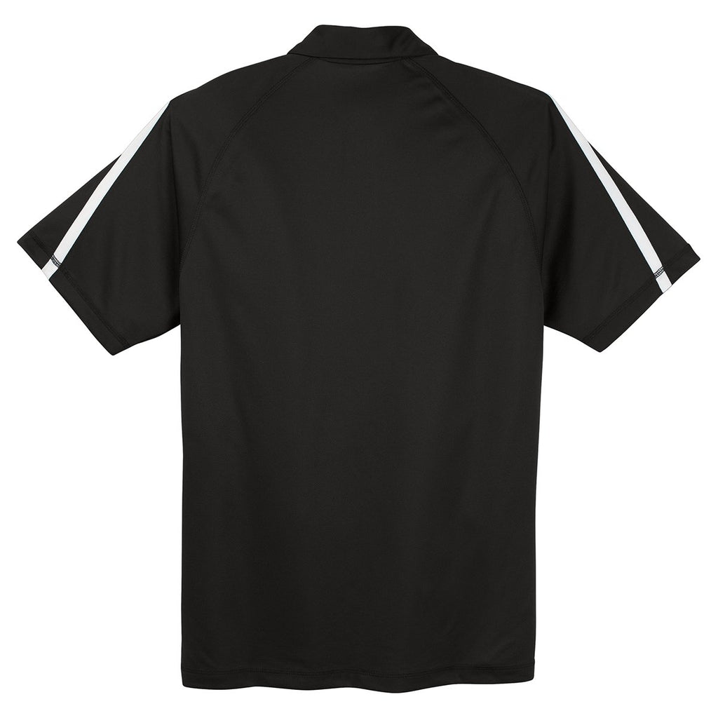 Sport-Tek Men's Black/ White PosiCharge Micro-Mesh Colorblock Polo